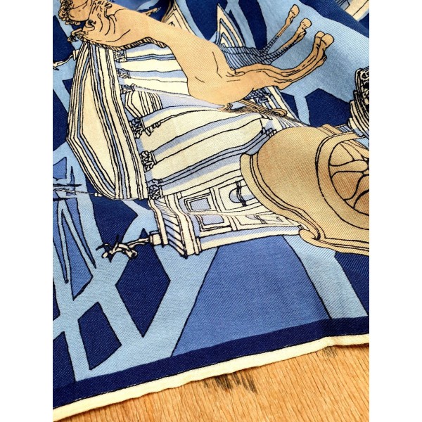 Inoui Editions šilko ir medvilnės skara ROME BLUE